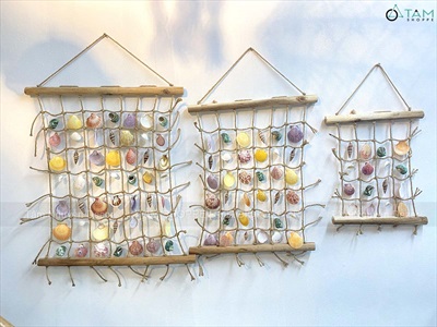 Lưới dây thừng sò ốc Việt Nam thủ công [3 Size - Sò ốc thật] Rộng 30-40-50cm PKT-BIEN-06